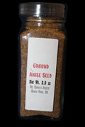 Jar of ground anise seed with a label