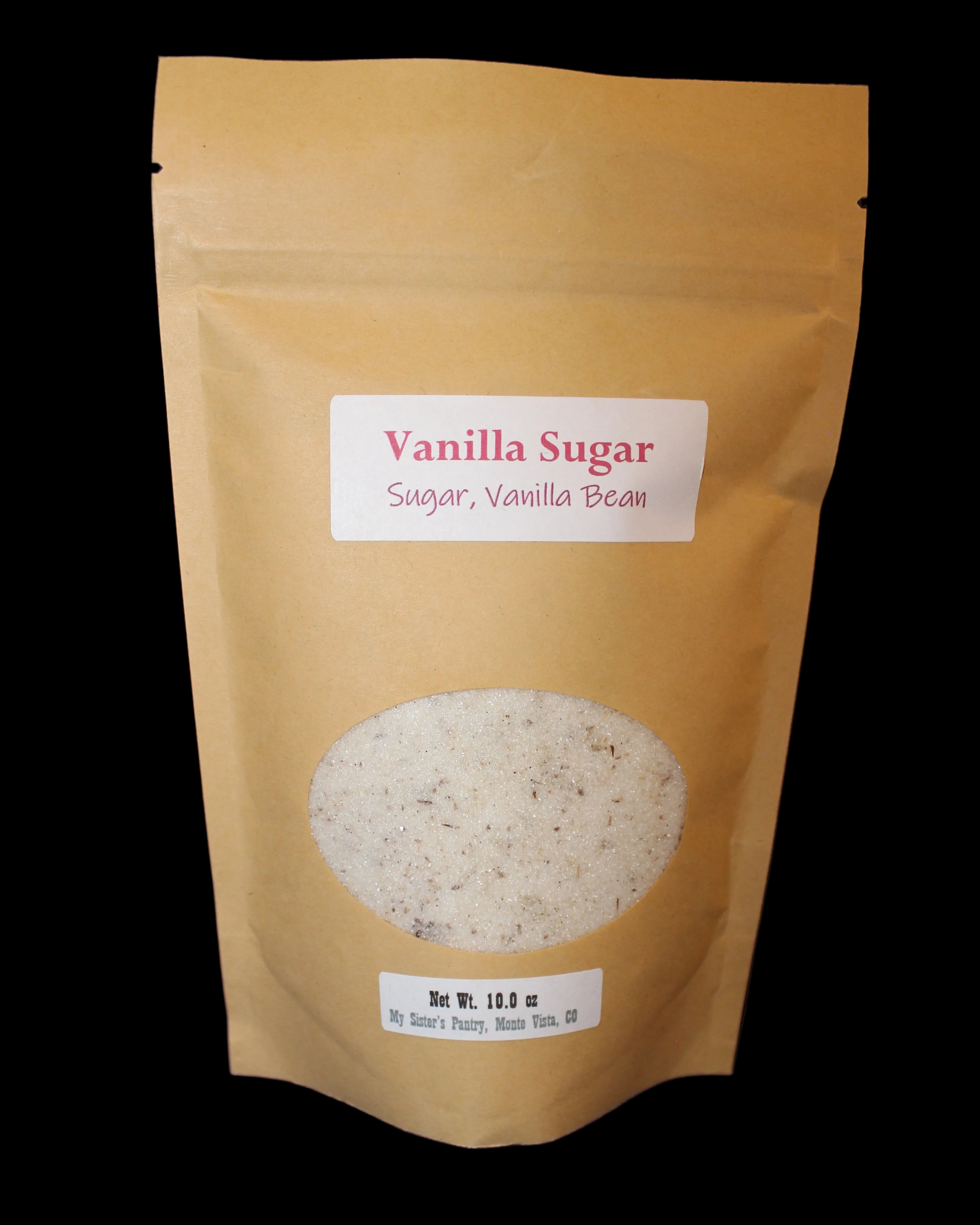 Package of vanilla sugar on a dark background