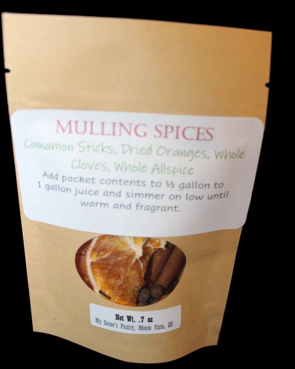 Package of muling spices with a label 