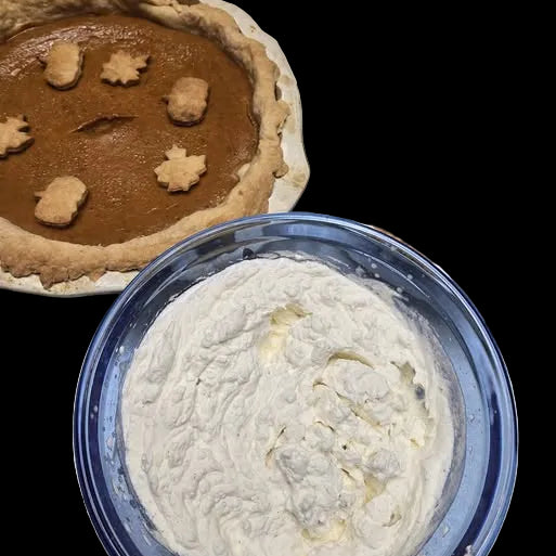 pumpkin pie and whipped cream