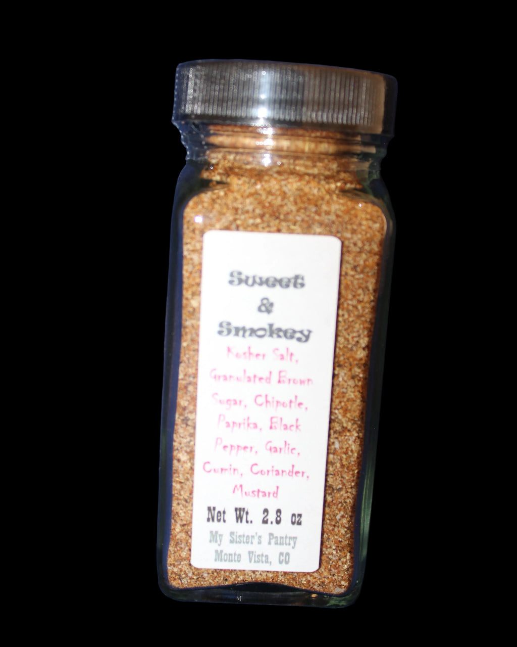 Spice jar labeled 'Sweet & Smokey' 